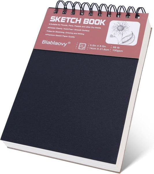 Sketch Book, 5.5" X 8.5" Sketchbook with 60 Sheets (68Lb/100Gsm), 1 Pack Drawing Pad Acid Free Drawing Book Sketch Pad for Kids Adults Beginners Artists